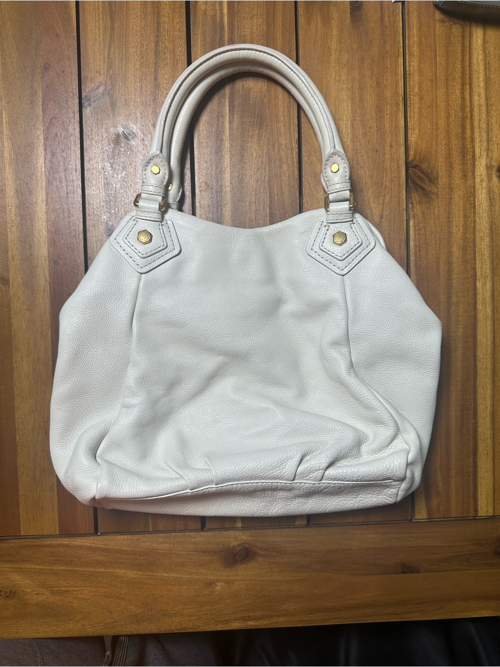 Marc by Marc Jacobs Classic Q Fran White Pebbled Leather with Gold Hardware Hobo - Picture 3 of 13
